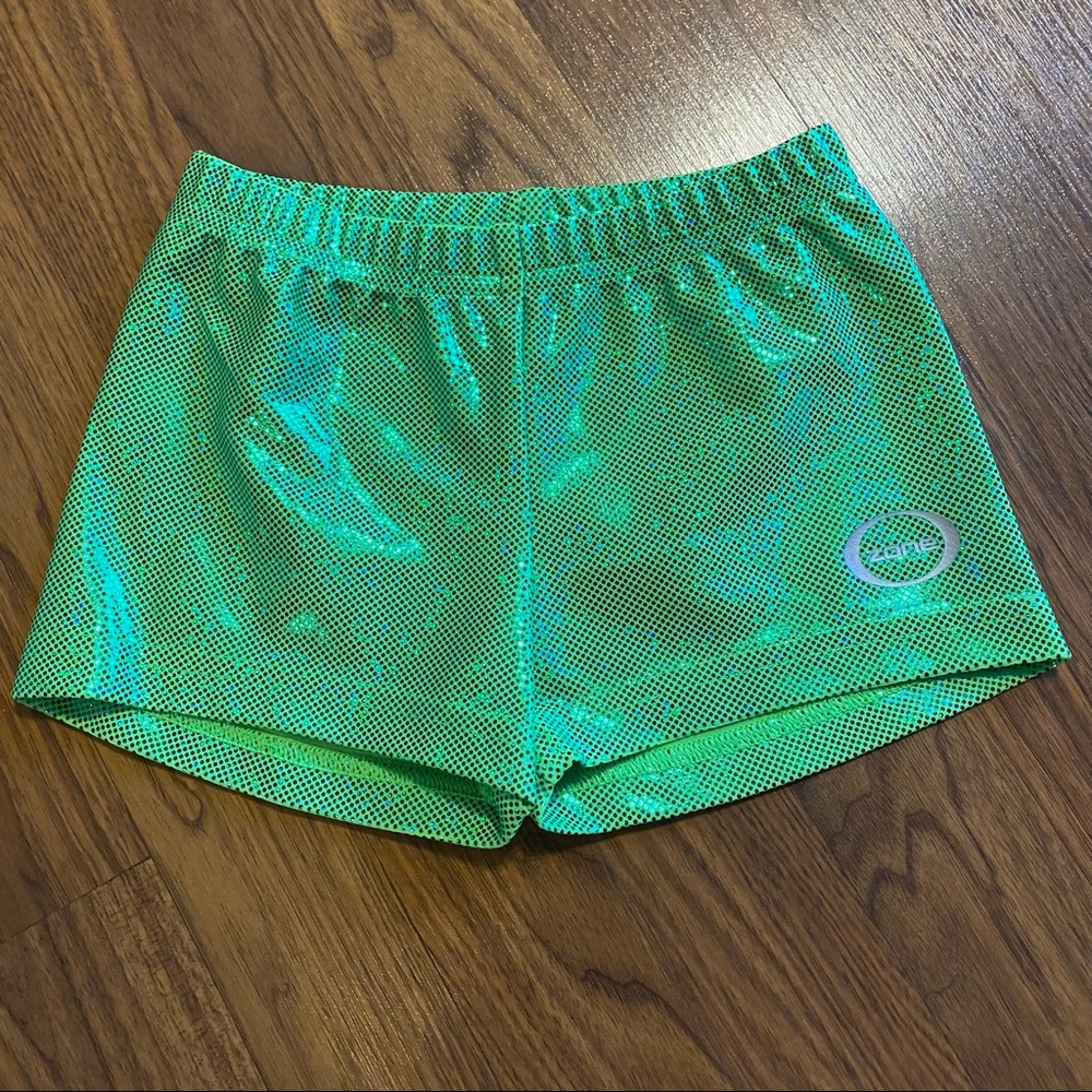 Youth medium green gymnastics shorts